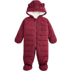 3-6M Overalls Children's Clothing Macy's Baby's Hooded Flocked Hearts Footed Snowsuit - Scarlet Wine