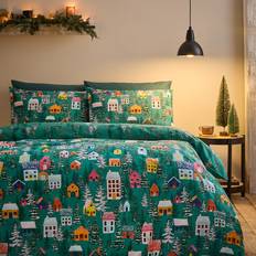 Catherine Lansfield Christmas Festive Forest Påslakan Grön (200x200cm)