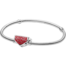 Enamel Bracelets Pandora Stranger Things Clasp Snake Chain Bracelet - Silver/Red