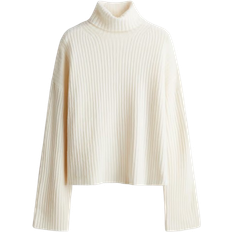 Elastan / Lycra / Spandex Pikéskjorter H&M Oversized Turtleneck Sweater - Light Beige Mottled