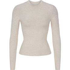 Beige - Skiing Tops SKIMS Long Sleeve T-shirt - Heather Oatmeal