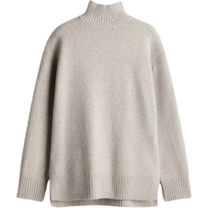 H&M Oversized Polo Neck Jumper - Light Beige Marl