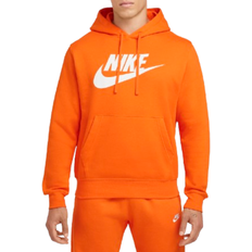 Men - Orange Clothing Nike Men's Sportswear Club Fleece Graphic Pullover Hoodie - Safety Orange/White