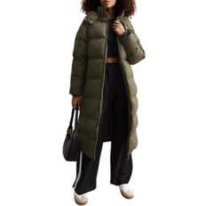 Cheap Women Coats New Look Shower Resistant Hooded Longline Puffer Coat - Khaki