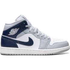 Herre - Nike Air Jordan 1 Sneakers NIKE Air Jordan 1 Mid M - White/Wolf Grey/Midnight Navy