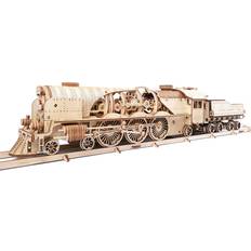 Køretøjer 3D puslespil Ugears 3D Puzzle V-Express Steam Train with Tender 538 Pieces