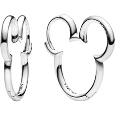 Mickey mouse silhouette Pandora Disney Mickey Mouse Silhouette Hoop Earrings - Silver