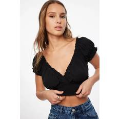 DYNAMITE Delphine Smocked Top - Jet Black