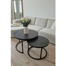 Sellyhome Raben Black/Grigia Pietra Marble Sofabord 75cm 2stk