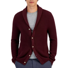 Men - Purple Cardigans Sun + Stone Men's Alvin Cardigan Sweater - Dark Scarlet