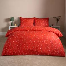 OHS Christmas Candy Cane Set, - Double Duvet Cover Red (200x200cm)
