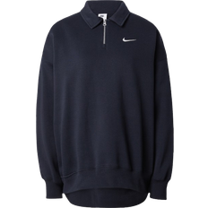 Shirt Collar - Women Jumpers Nike Sportswear Phoenix Fleece Women's Oversized 1/4 Zip Polo - Black/Sail