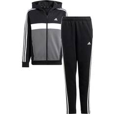 Tute Adidas Kid's Tiberio 3 Stripes Colorblock Fleece Tracksuit - Black/White/Greyfiv