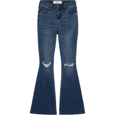 Polyester Jeans Hollisterco High-Rise Ripped Medium Wash Flare Jeans - Medium Ripped