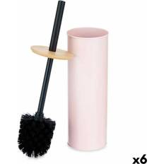 Berilo Stylish Pink Metal Bamboo Toilet Brush Set 9,5 x 27 x 9,5 cm