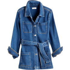 Denim - Women Outerwear On 34th Women's Belted Denim Wrap Jacket - Dark Wash