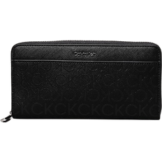 Syntetiskt material Plånböcker Calvin Klein Large Logo Zip Around Wallet - Black Monogram Pu