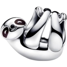 Noir Breloques et Pendentifs Pandora Hanging Sloth Charm - Silver/Black