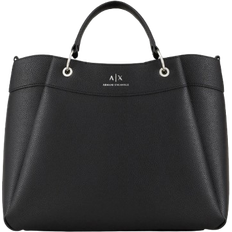 Magnetic Lock Totes & Shopping Bags Armani Exchange Large Shaped Shopper Bag With Double Handels - Black