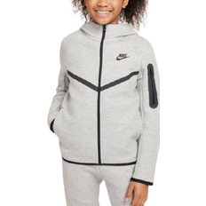 NIKE L Hoodies NIKE Big Kid's Sportswear Tech Fleece Full Zip Hoodie - Dark Grey Heather/Dark Grey Heather/Black/Black (HV5867-063)