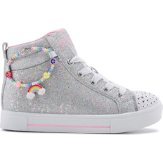 Girls - Silver Sneakers Children's Shoes Skechers Kid's Twinkle Sparks Charm Bestie - Silver