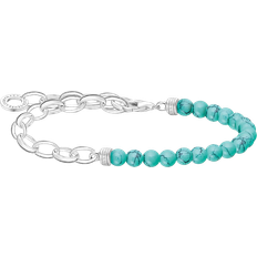 Thomas sabo beads bracelet Thomas Sabo Half Bead Half Chain Bracelet - Silver/Turquoise