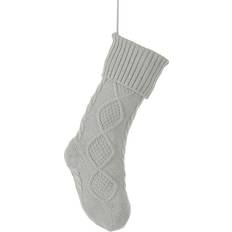 Dibor Traditional Chunky Knit Grey Stocking 44cm 4pcs