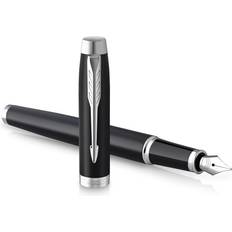 Parker IM Fountain Pen Matte Black with Chrome Trim Fine Point with Blue Ink Cartridge Gift Box