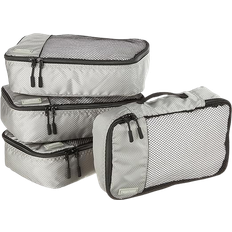 Polyester Cubes de rangement Amazon Basics Amazon Basics Cubes d'emballage pour Valise, Organisateurs de Voyage, Fermeture Éclair, Lot de 4, Moyennes, Gris