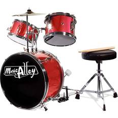 Music Alley 3 Piece Kids Drum Set with Drum Sticks & Drum Throne Seat
