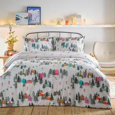 Hemtextil Furn Aspen Cotton Abstract Påslakan Grön, Vit (200x137cm)
