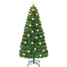 Iron Christmas Decorations Costway 30 Star LED Lights Fiber Optic Artificial Green Christmas Tree 180cm