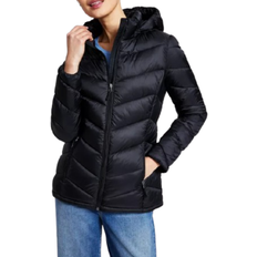 Packable puffer jacket Charter Club Women's Packable Hooded Puffer Coat - Black