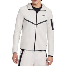 Fleece Jackets - White Nike Men's Tech Full-Zip Windrunner Hoodie - Light Orewood Brown/Black