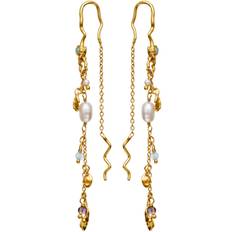 Poppy Earrings - Gold/Amethyst/Aquamarine/Pearls