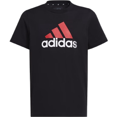 adidas Junior Essentials Two Color Big Logo Cotton Tee - Black/Better Scarlet/White