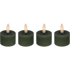 Fyrfadslys stearin Cozzy Tea Light Green LED-lys 4.8cm 4stk