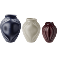 Knabstrup vase sand Knabstrup Keramik Ribbed Berry/Sand/Dark Blue Vase 11cm 3stk