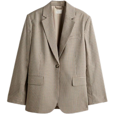 XXS Blazers H&M Loose Fit Blazer - Beige/Checked