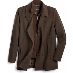 Wool Coats Kenneth Cole Men's Double Breasted Wool Blend Peacoat - Medium Brown