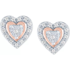 Macy's 14k Earrings Macy's Heart Earrings - Silver/Rose Gold/Diamonds