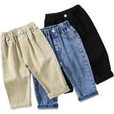 Baggies Trousers Children's Clothing Shein Baby Boy All-Match Loose Elastic Waist 3-Pack Baggy Jeans For Casual Wear