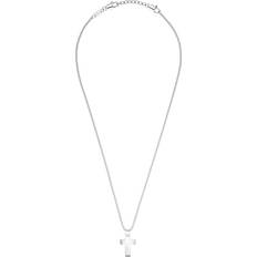 Black Necklaces s.Oliver Men's Cross Pendant Necklace - Silver