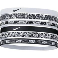 Weiß Stirnbänder Nike Printed Haarband 6er Pack - Schwarz/Weiß