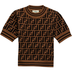 Brown Tops Children's Clothing Fendi Girl's Knitted Ff Top - Brown
