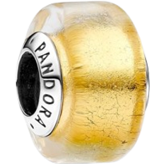 Glas Smykker Pandora Mini Murano Glass Charm - Silver/Yellow