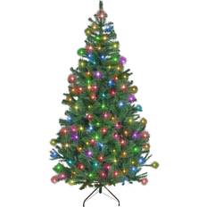 Multicoloured Christmas Trees Shatchi Pre-Lit Artificial Alaskan Pine Tips Green/Multicolour Christmas Tree 150cm