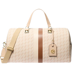 Beige Weekend Bags Michael Kors Grayson Extra Large Empire Signature Logo Stripe Weekender Bag - Vanilla