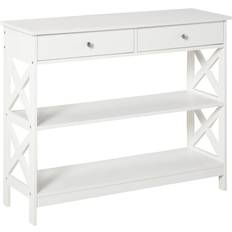 MDF Console Tables Homcom Open Top White Console Table 30.5x100cm