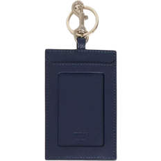 Leather Badge Holder with Key Ring - Blue
